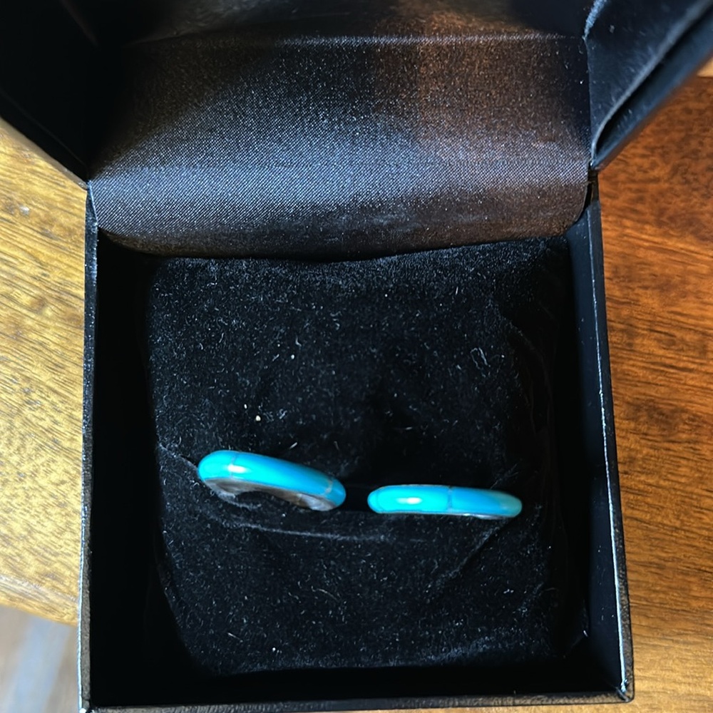 TWO Gorgeous Turquoise and Sterling Silver Stacking Ring Guards size 7 1/4 - Picture 2 of 6